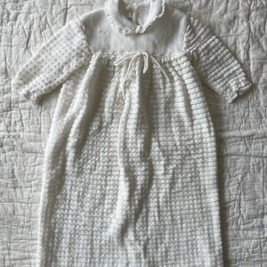 Elegant White Knit Kids Dress